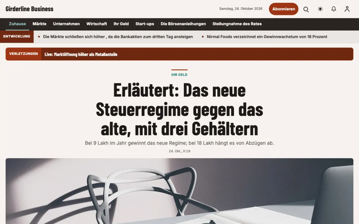 Girderline – Website-Vorlage für Wirtschaft-News, Desktop-Ansicht