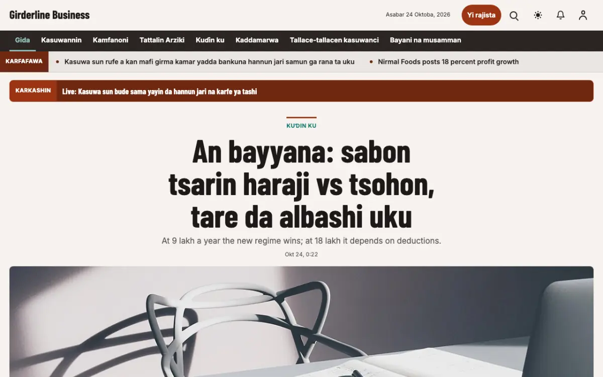 Girderline — samfurin shafin yanar gizo na Labaran Kasuwanci, hangen kwamfuta