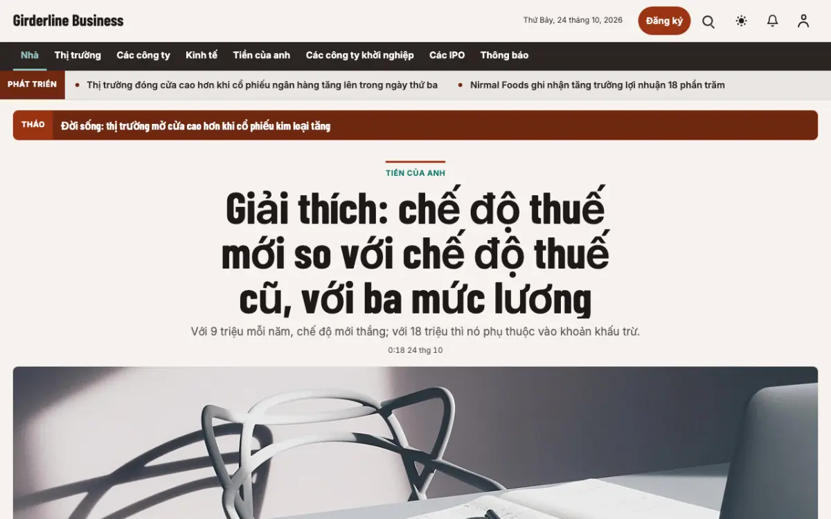 Girderline — mẫu website Tin Kinh doanh, giao diện máy tính