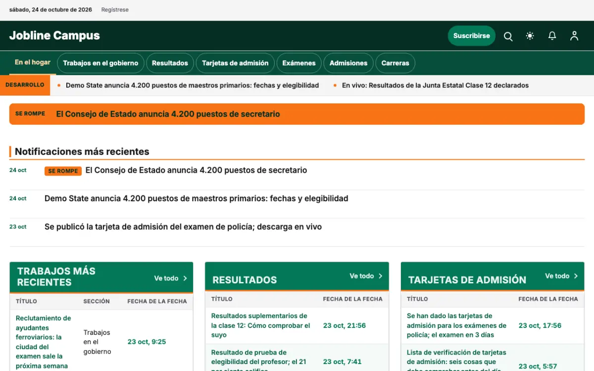 Jobline — plantilla de sitio web de Noticias de Educación, vista de escritorio