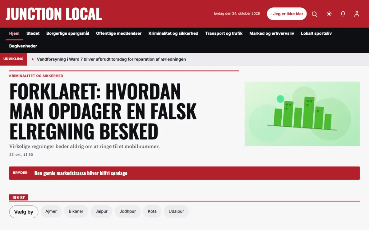 Junction – hjemmesideskabelon til Lokalt News, skrivebordsvisning