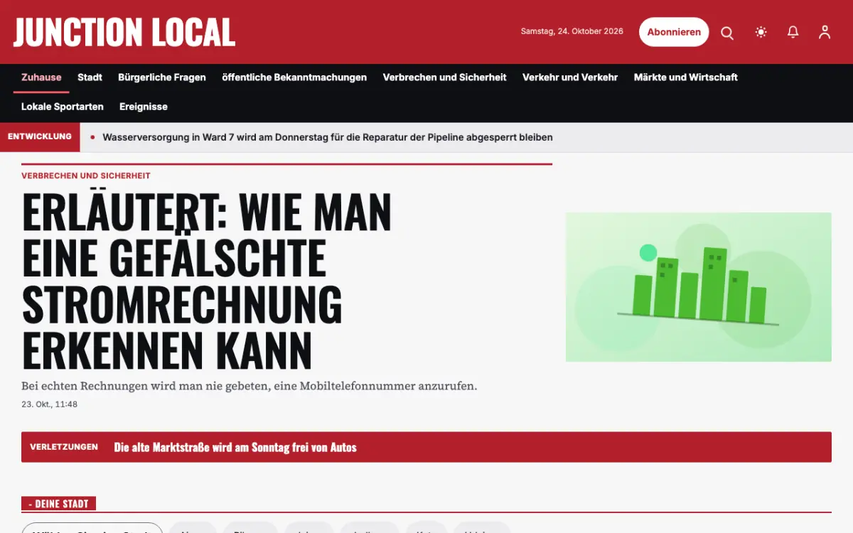 Junction – Website-Vorlage für Lokales-News, Desktop-Ansicht