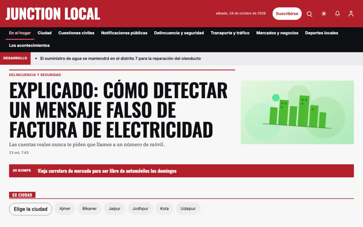 Junction — plantilla de sitio web de Noticias de Local, vista de escritorio