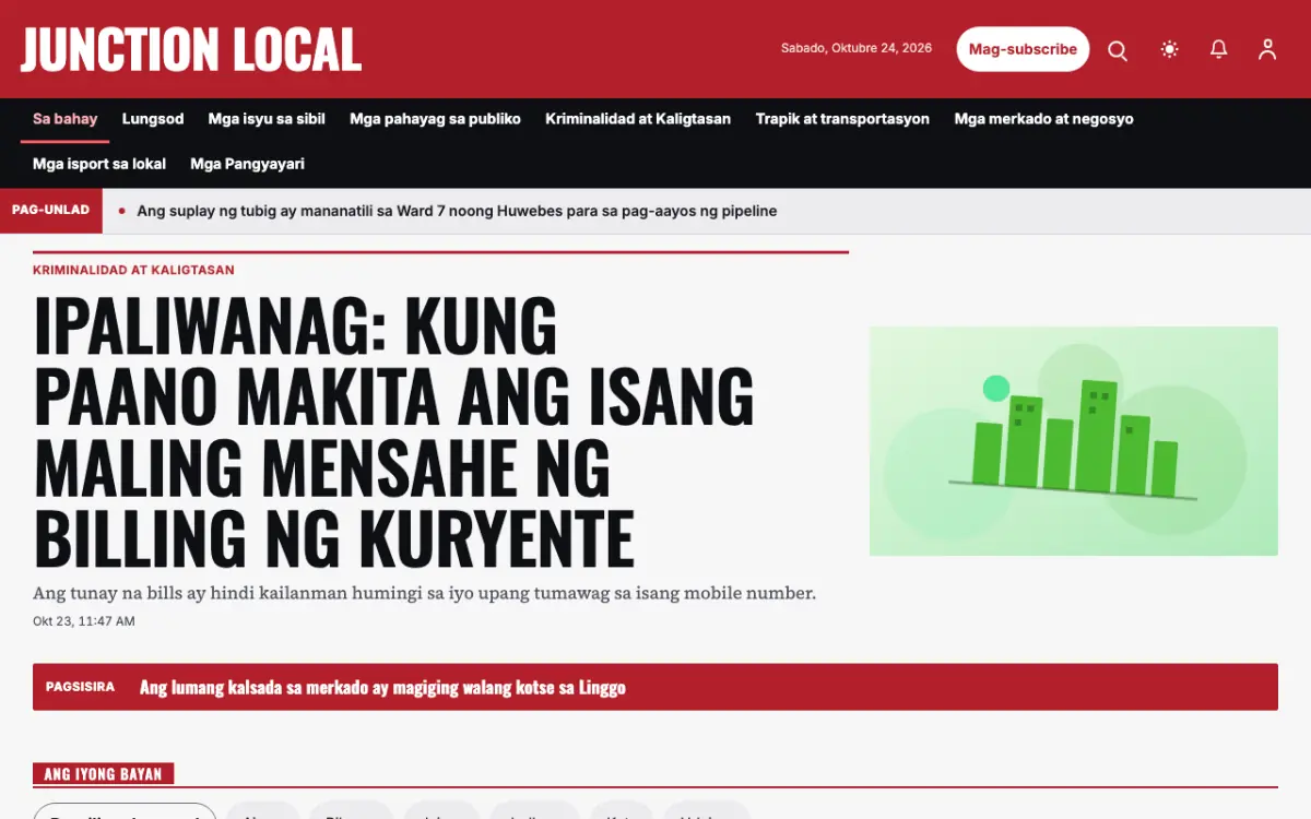 Junction — template ng website na Balitang Lokal, tanaw sa desktop