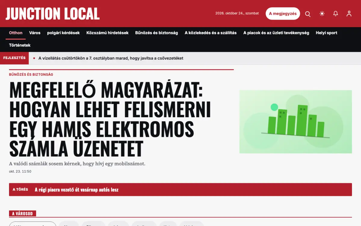 Junction — Helyi: hírek weboldalsablon, asztali nézet