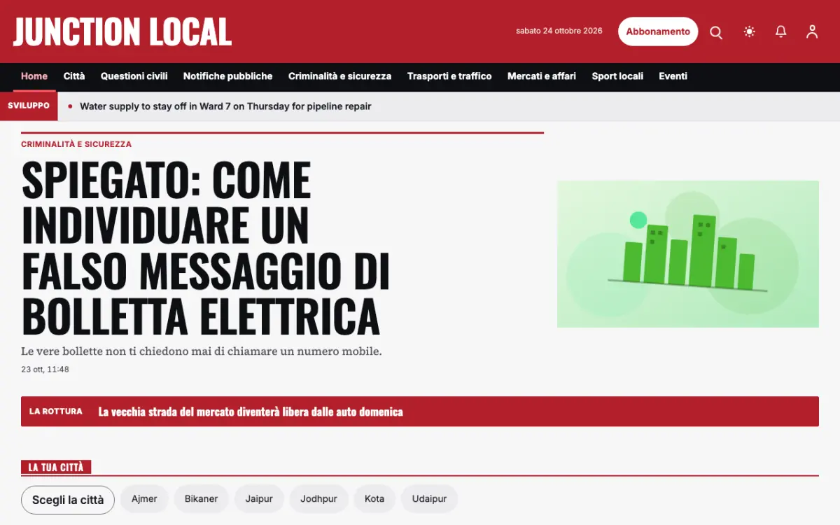 Junction – template di sito per News Locali, vista desktop