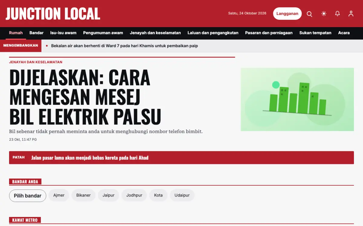 Junction — templat laman web Berita Tempatan, paparan desktop