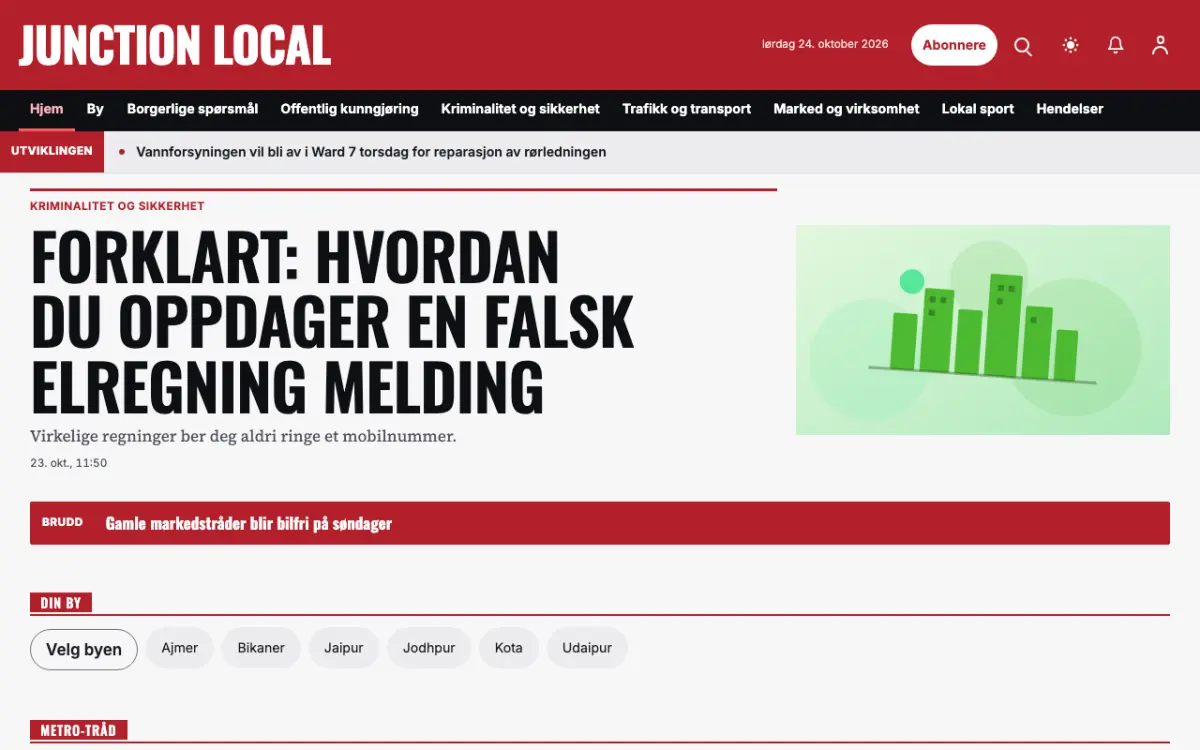 Junction – nettstedmal for Lokalt News, skrivebordsvisning