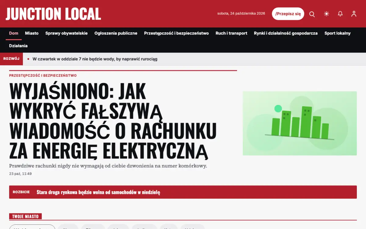 Junction – szablon strony (Lokalne: wiadomości), widok na komputerze