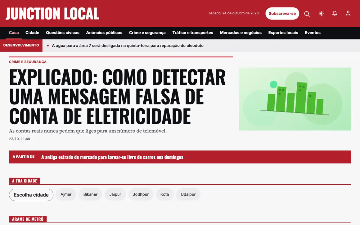Junction — modelo de site de Notícias de Local, vista em computador