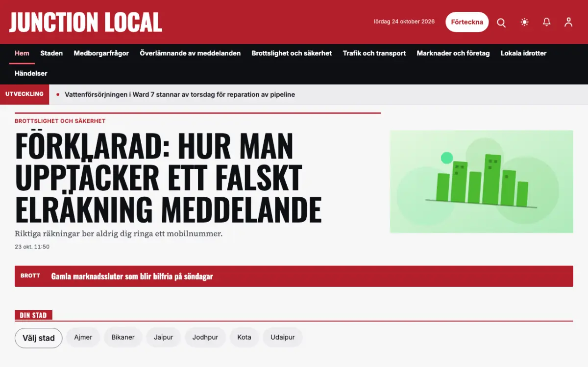 Junction – webbplatsmall för Lokalt News, skrivbordsvy