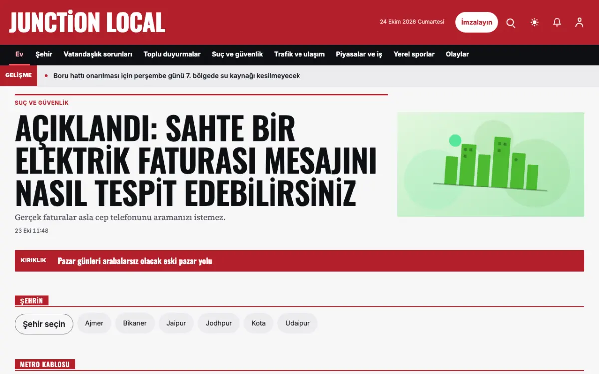 Junction — Yerel Haberleri web sitesi şablonu, masaüstü görünümü