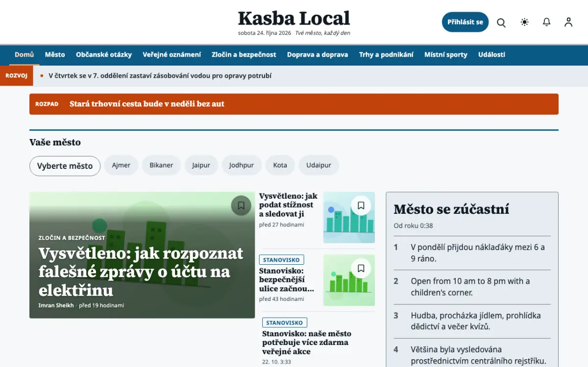 Hamletpost — šablona webu v kategorii Místní: zprávy, zobrazení na počítači