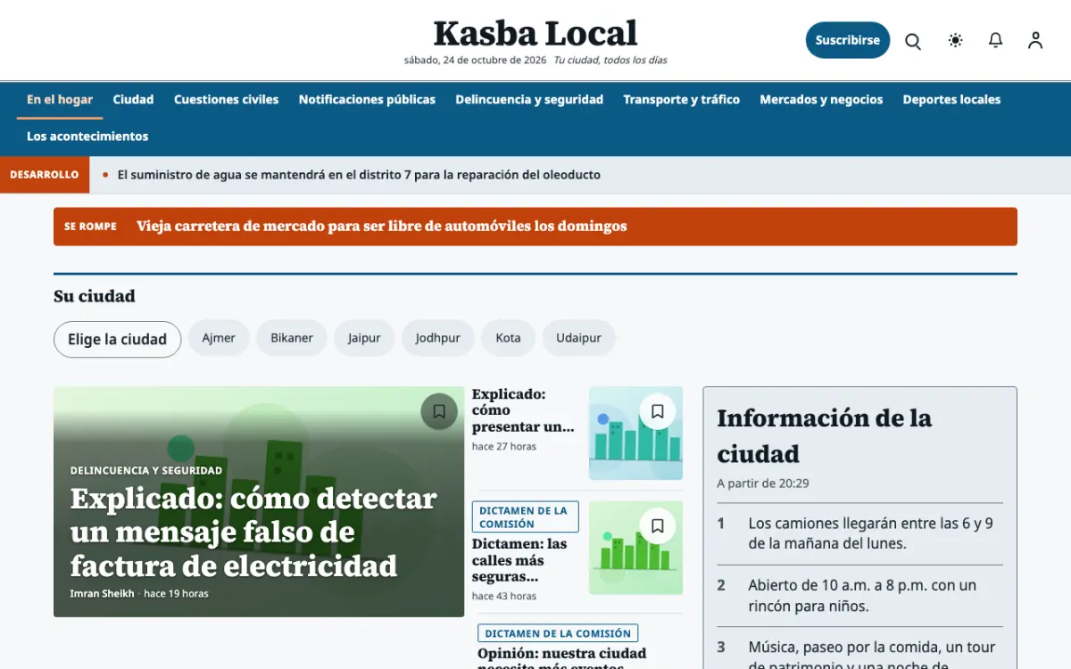 Hamletpost — plantilla de sitio web de Noticias de Local, vista de escritorio