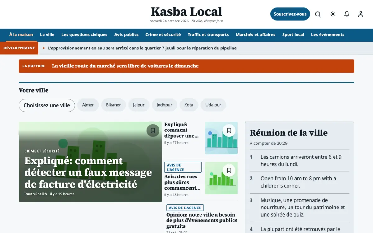 Hamletpost — modèle de site web Actualités Local, vue sur ordinateur