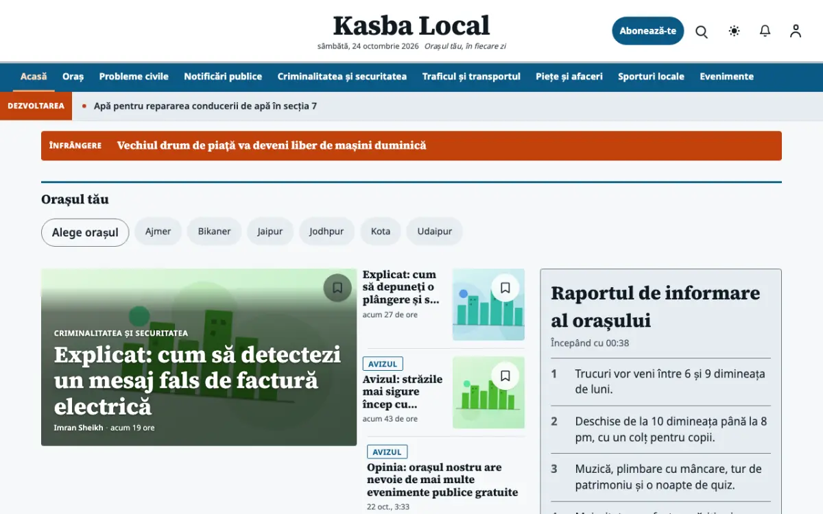 Hamletpost – șablon de site pentru Știri Local, vedere pe desktop