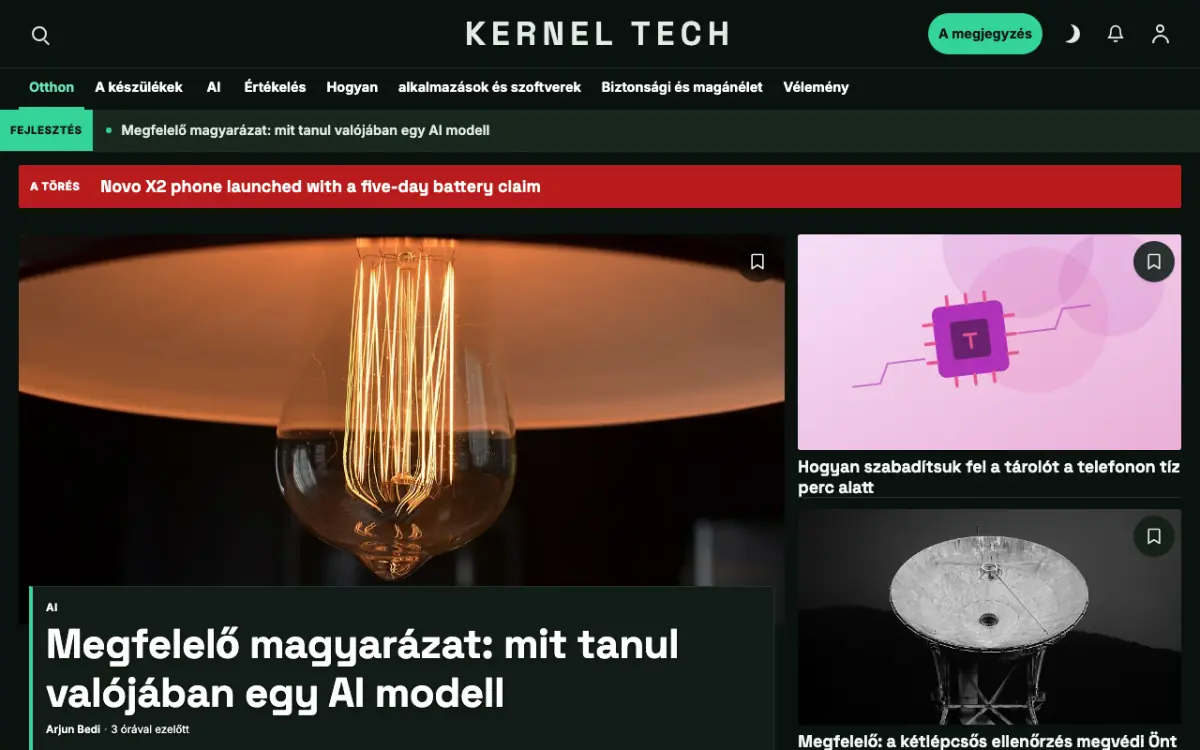 Bytegrove — Technológia: hírek weboldalsablon, asztali nézet
