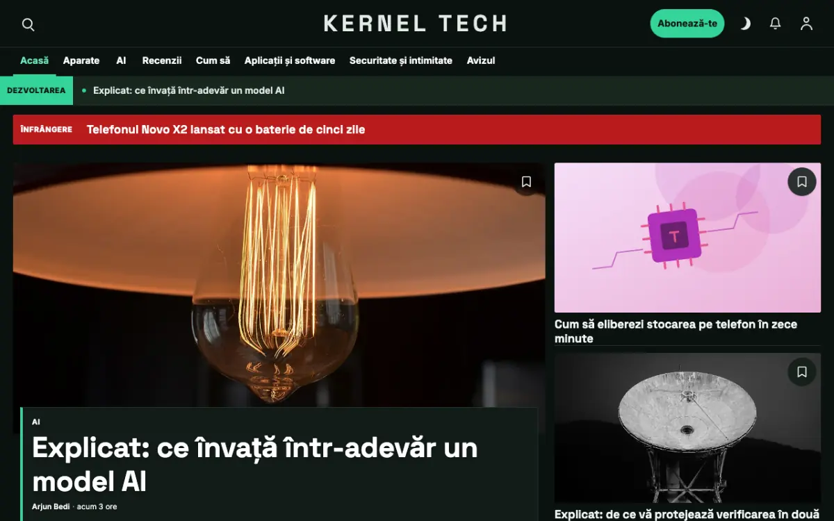 Bytegrove – șablon de site pentru Știri Tehnologie, vedere pe desktop