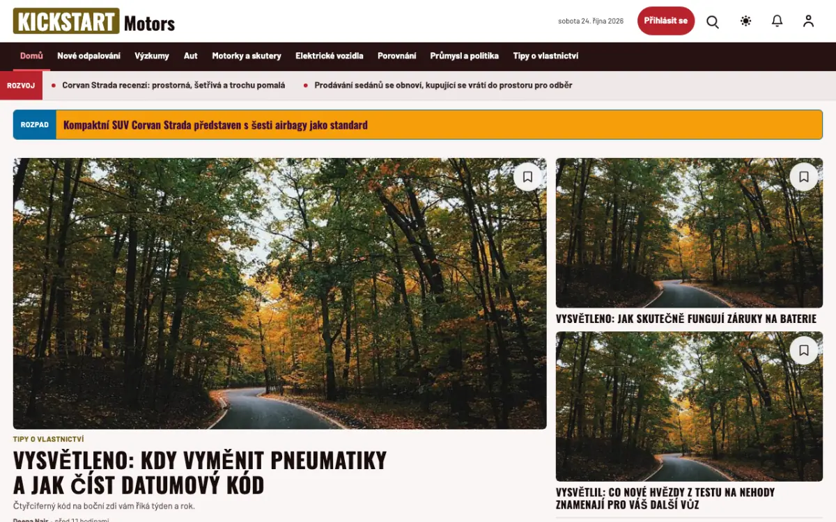 Kickstart — šablona webu v kategorii Auto-moto: zprávy, zobrazení na počítači