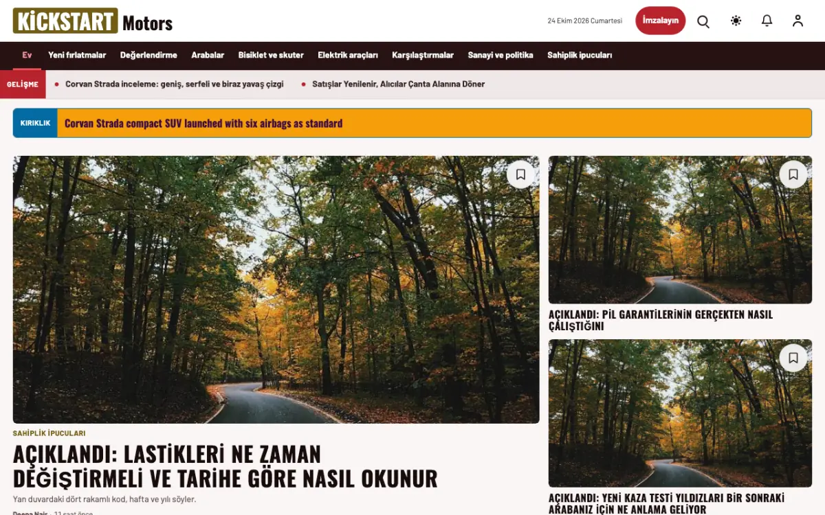 Kickstart — Otomotiv Haberleri web sitesi şablonu, masaüstü görünümü
