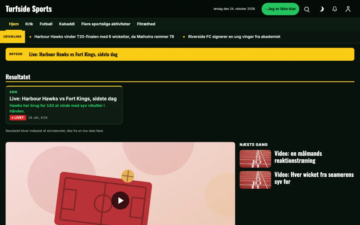 Turfside – hjemmesideskabelon til Sport News, skrivebordsvisning