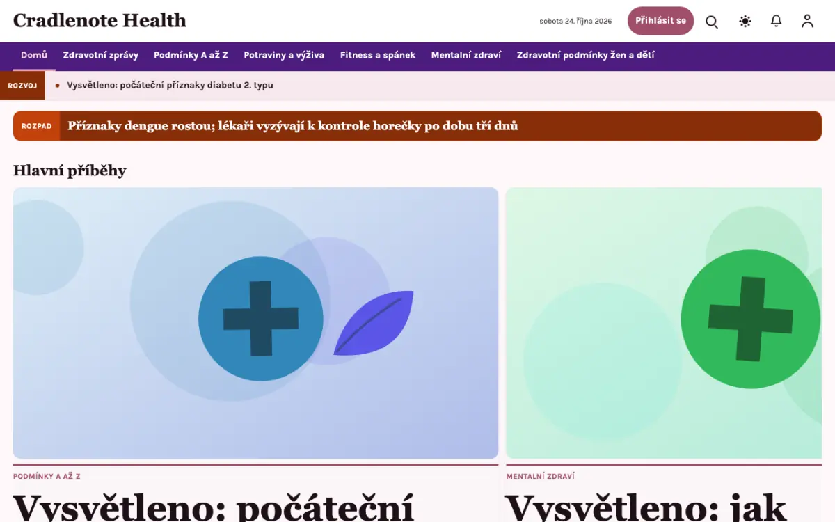 Cradlenote — šablona webu v kategorii Zdraví: zprávy, zobrazení na počítači