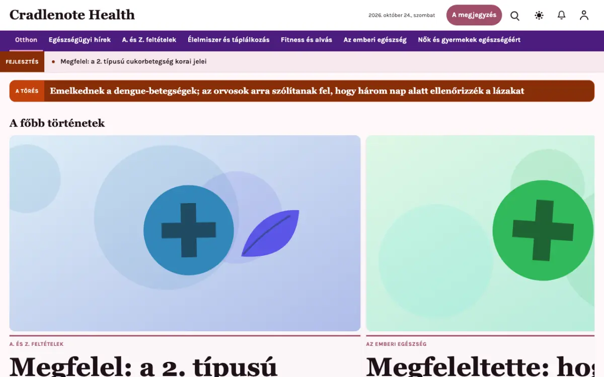 Cradlenote — Egészség: hírek weboldalsablon, asztali nézet