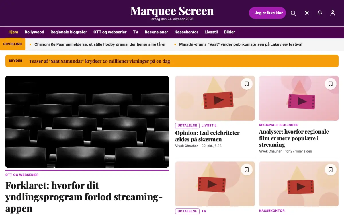 Footlight – hjemmesideskabelon til Underholdning News, skrivebordsvisning