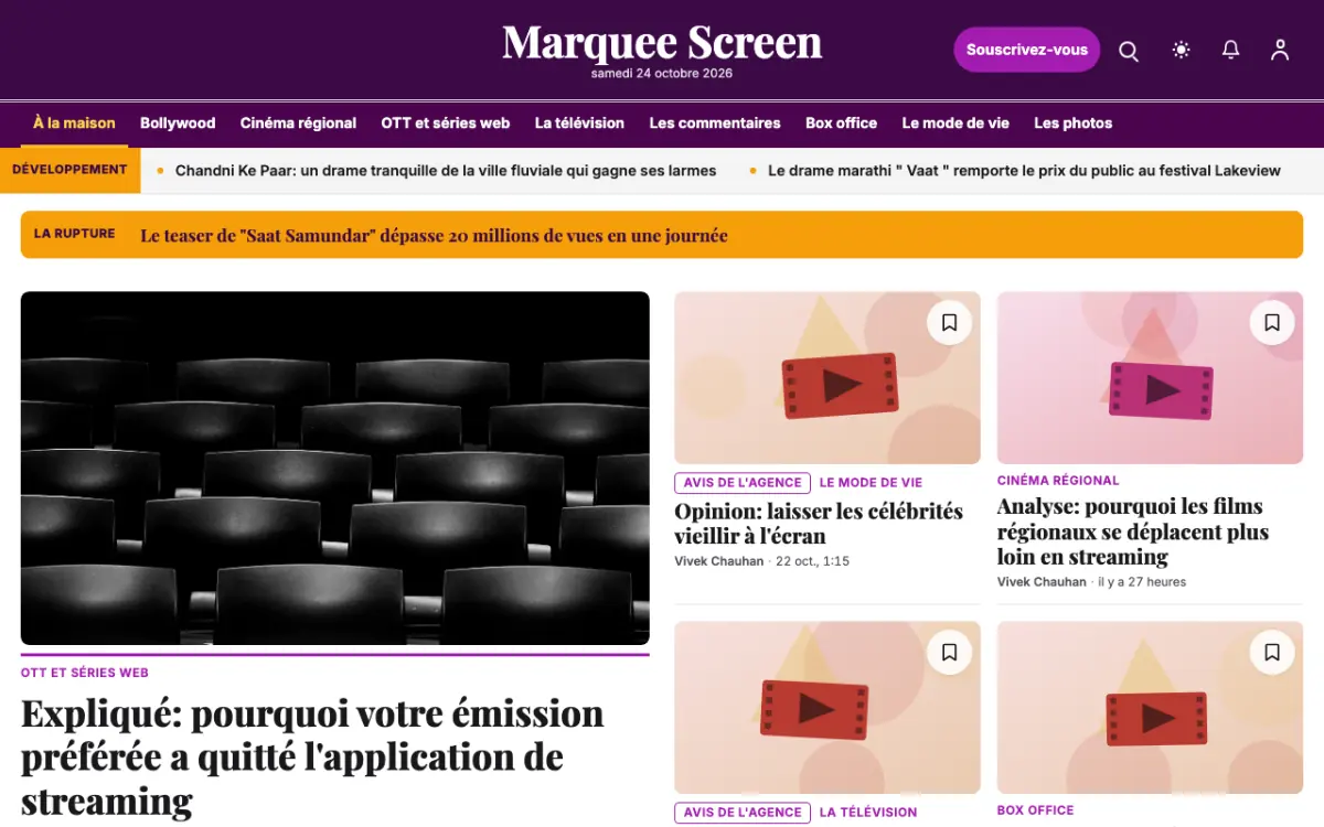 Footlight — modèle de site web Actualités Divertissement, vue sur ordinateur