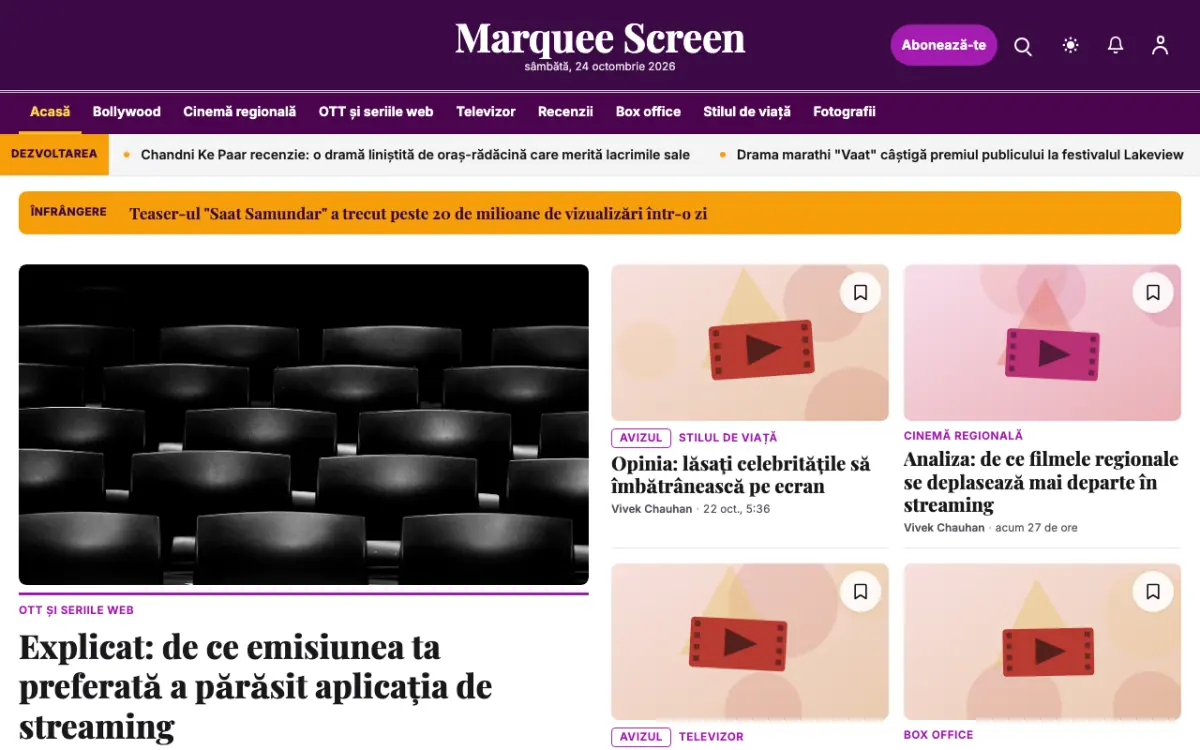 Footlight – șablon de site pentru Știri Divertisment, vedere pe desktop
