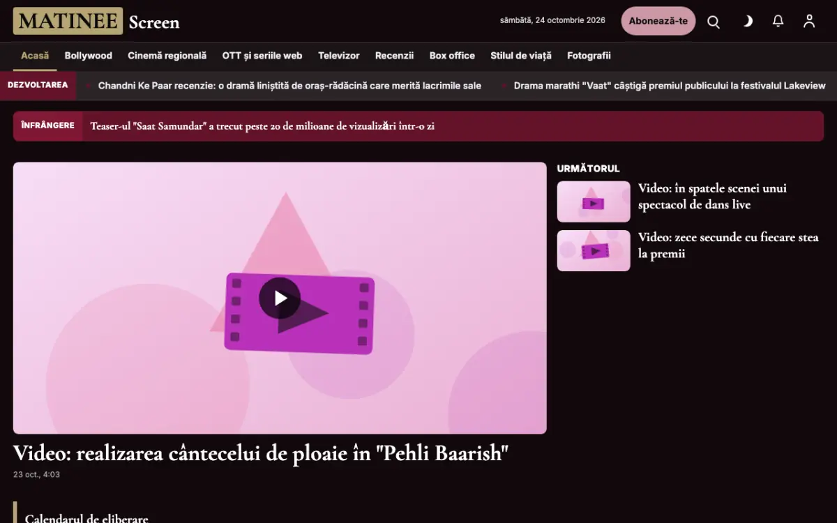 Matinee – șablon de site pentru Știri Divertisment, vedere pe desktop