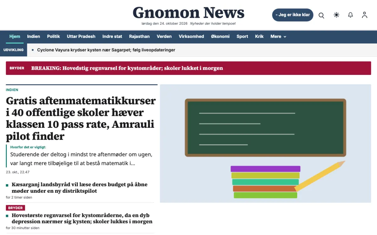 Gnomon – hjemmesideskabelon til Generelt News, skrivebordsvisning