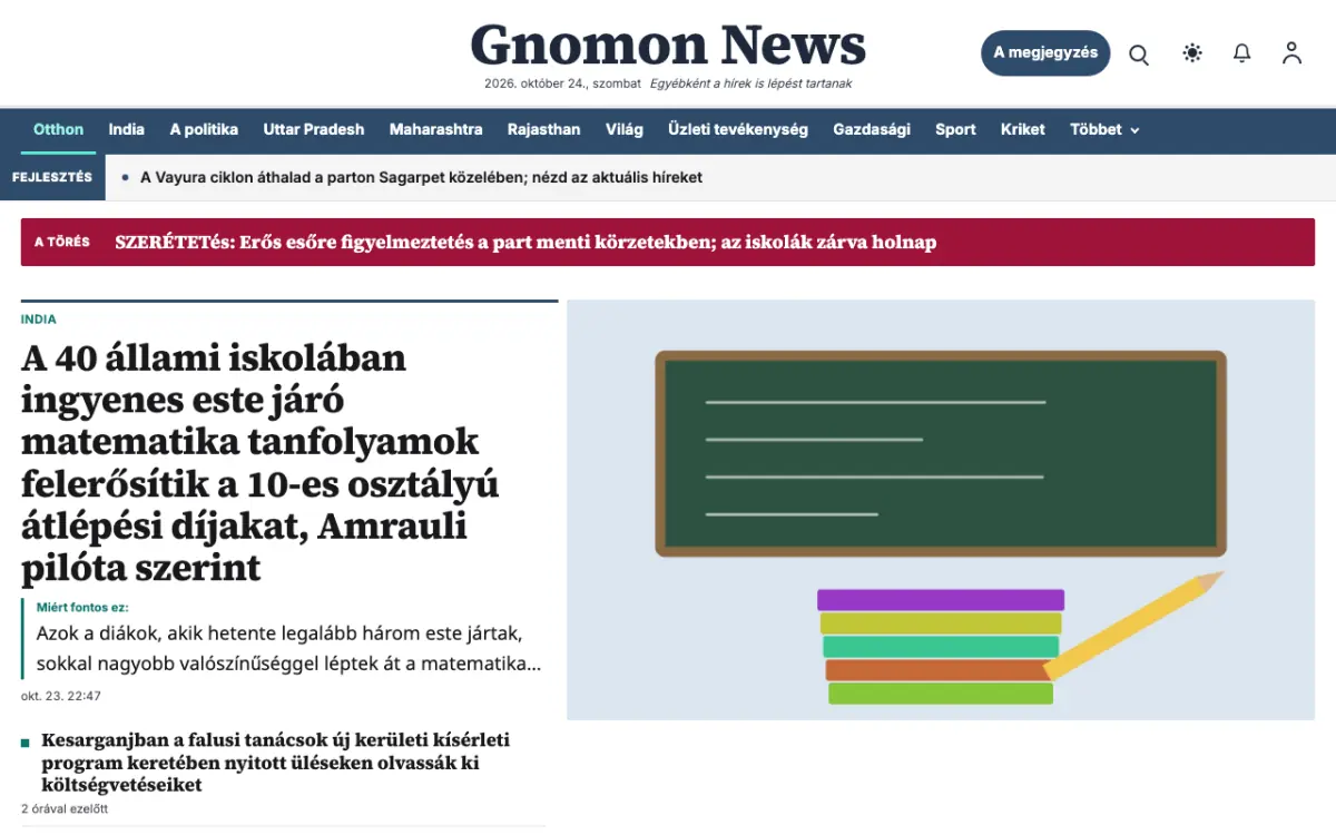 Gnomon — Általános: hírek weboldalsablon, asztali nézet