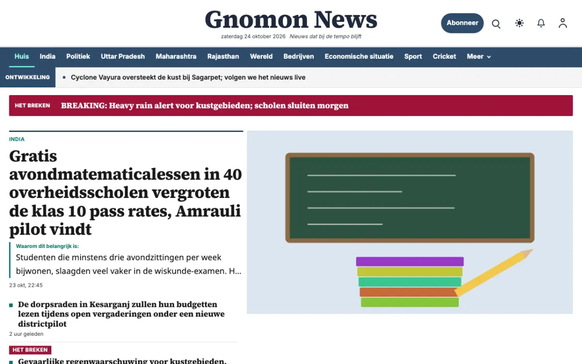Gnomon – websitetemplate voor Algemeennieuws, desktopweergave