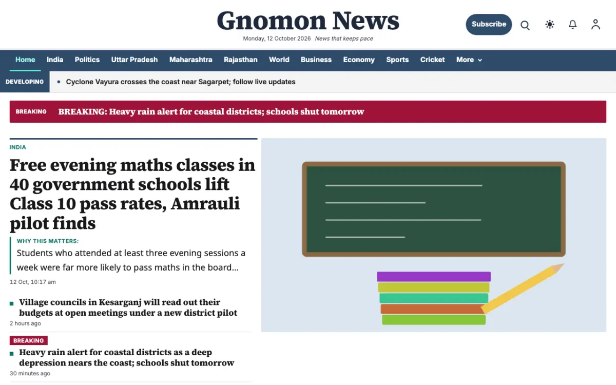 Gnomon — General News website template, desktop view