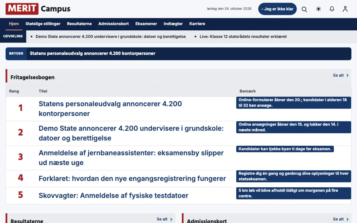 Merit – hjemmesideskabelon til Uddannelse News, skrivebordsvisning