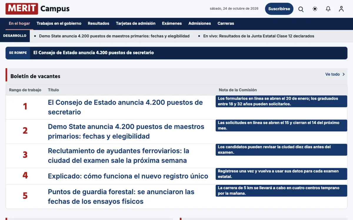 Merit — plantilla de sitio web de Noticias de Educación, vista de escritorio