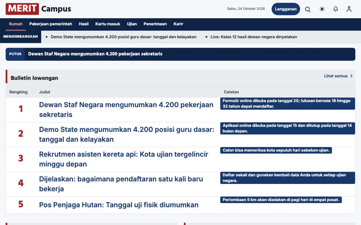 Merit — template situs Berita Pendidikan, tampilan desktop