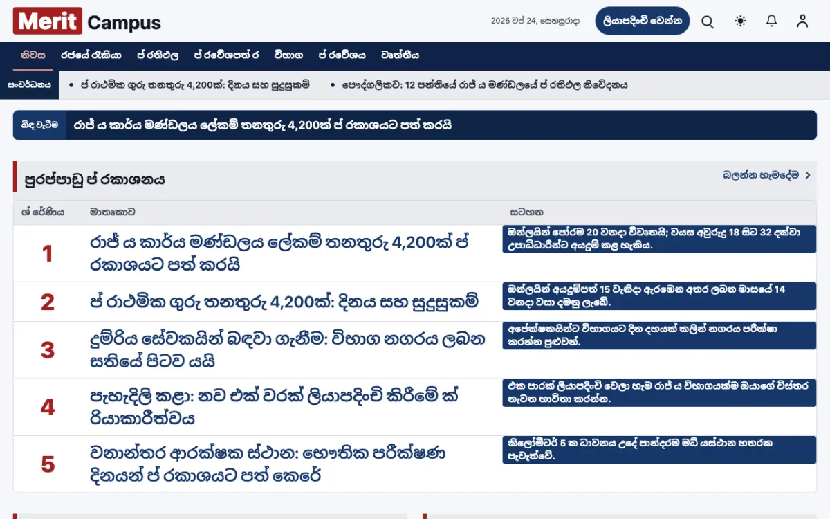Merit — අධ්‍යාපන පුවත් වෙබ් අඩවි ටෙම්ප්ලේට් එක, ඩෙස්ක්ටොප් දසුන