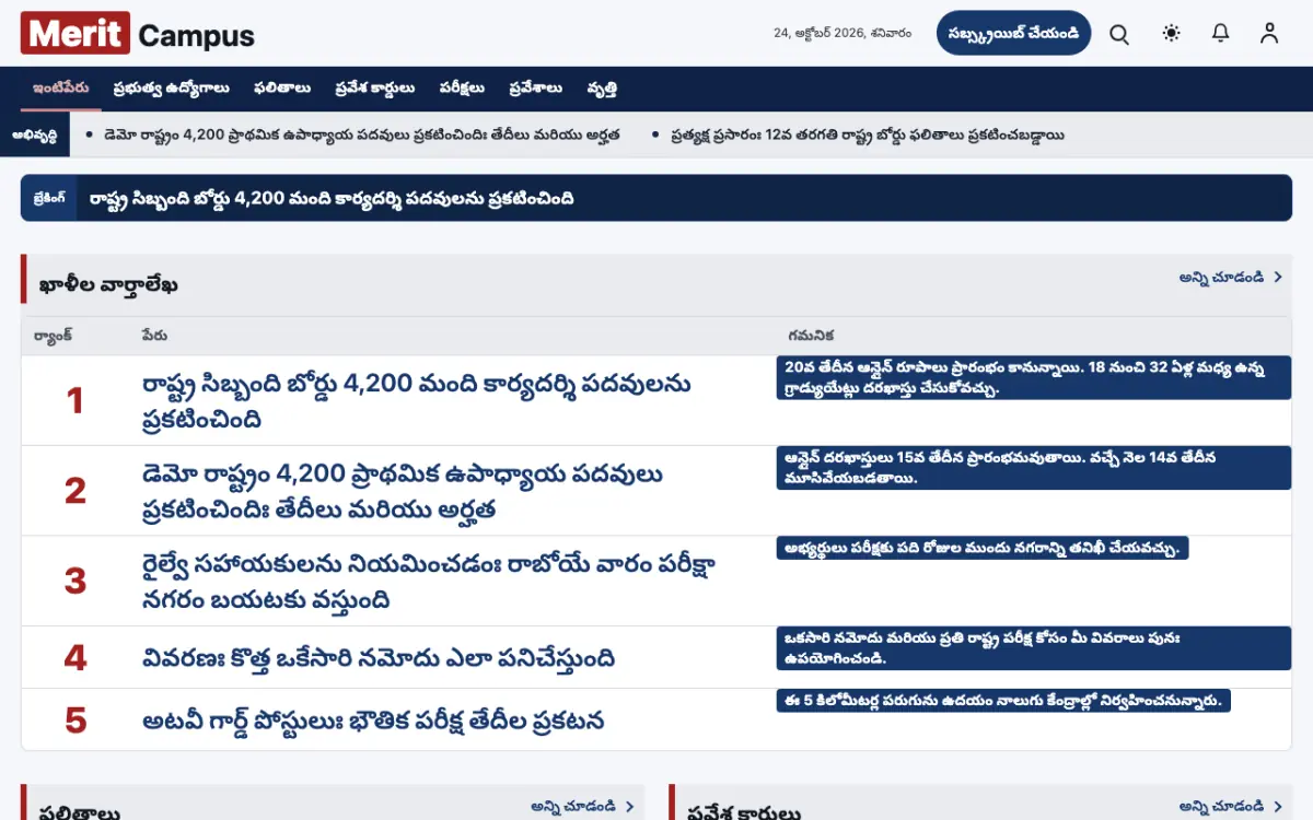 Merit — విద్య వార్తలు వెబ్‌సైట్ టెంప్లేట్, డెస్క్‌టాప్ వ్యూ