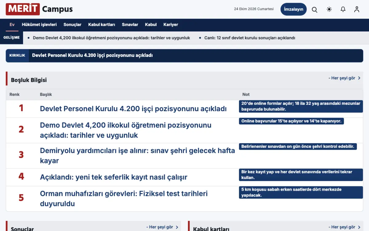 Merit — Eğitim Haberleri web sitesi şablonu, masaüstü görünümü