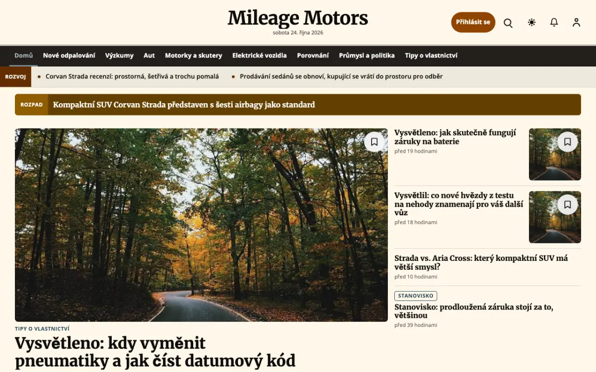 Mileage — šablona webu v kategorii Auto-moto: zprávy, zobrazení na počítači
