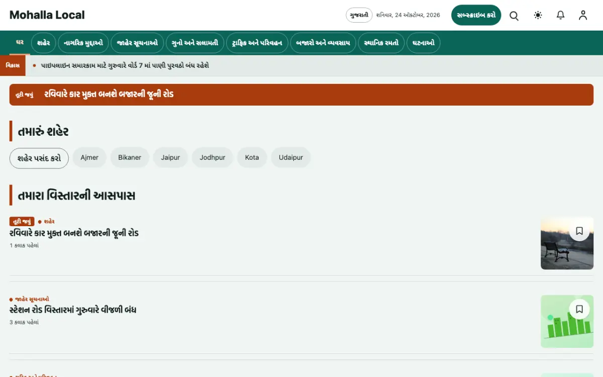 Lanewatch — સ્થાનિક સમાચાર વેબસાઇટ ટેમ્પલેટ, ડેસ્કટોપ વ્યૂ