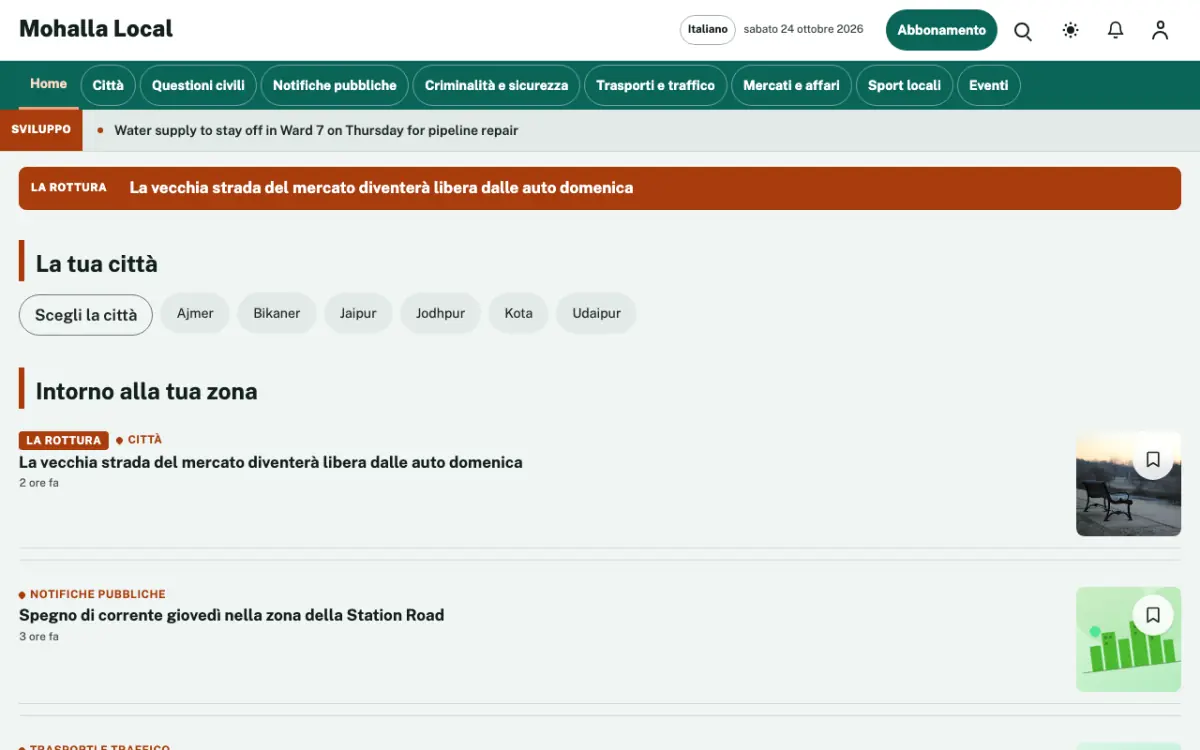 Lanewatch – template di sito per News Locali, vista desktop