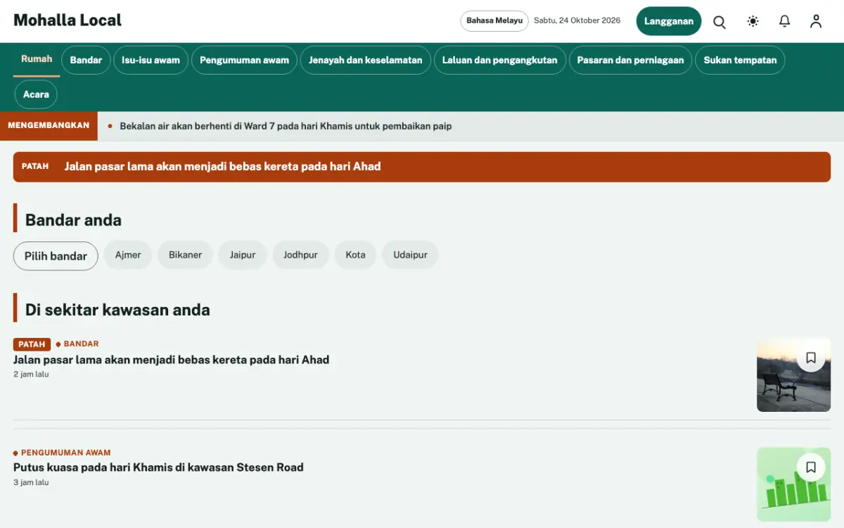 Lanewatch — templat laman web Berita Tempatan, paparan desktop