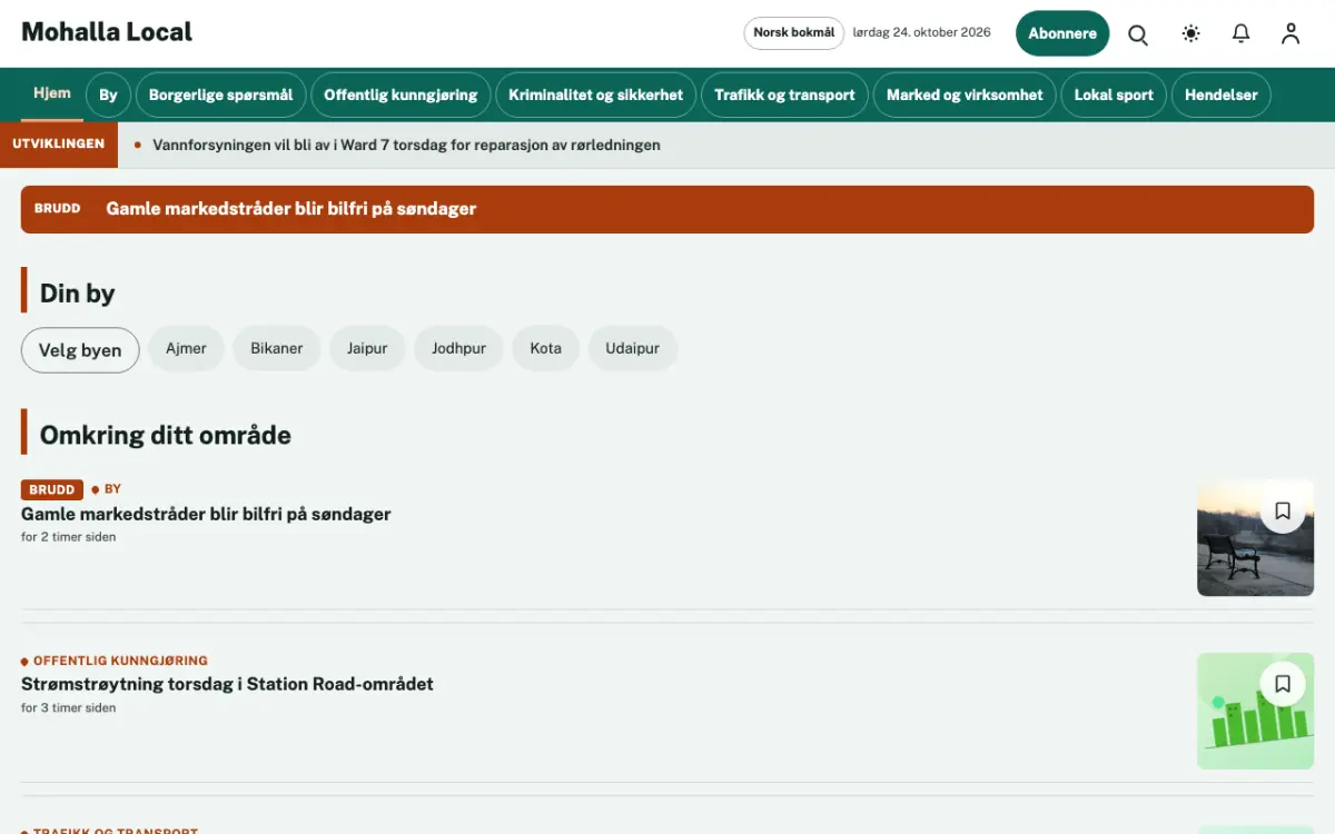Lanewatch – nettstedmal for Lokalt News, skrivebordsvisning