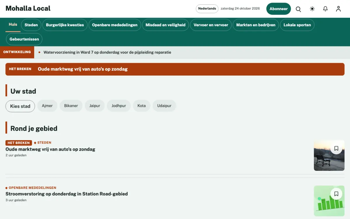 Lanewatch – websitetemplate voor Lokaalnieuws, desktopweergave