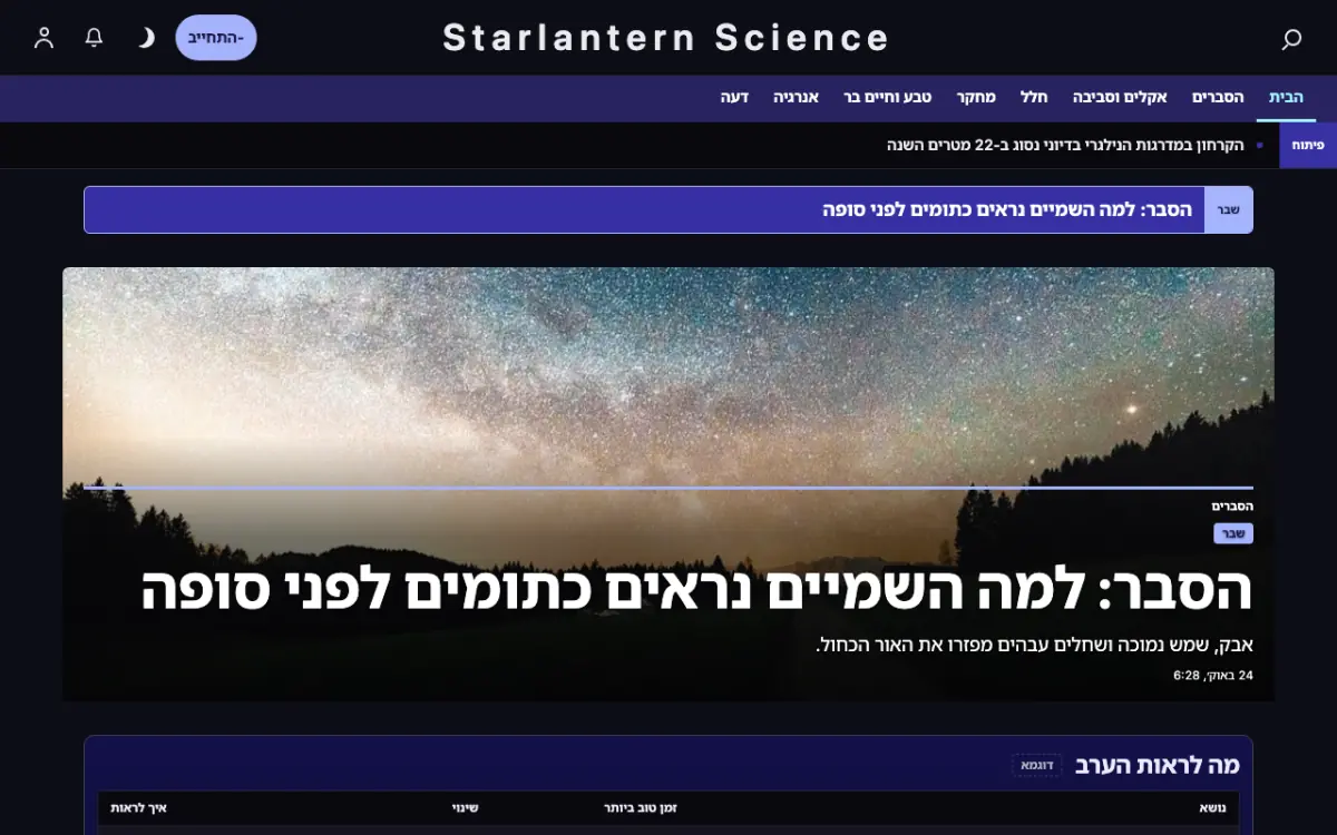 Starlantern — תבנית אתר חדשות מדע, תצוגת מחשב