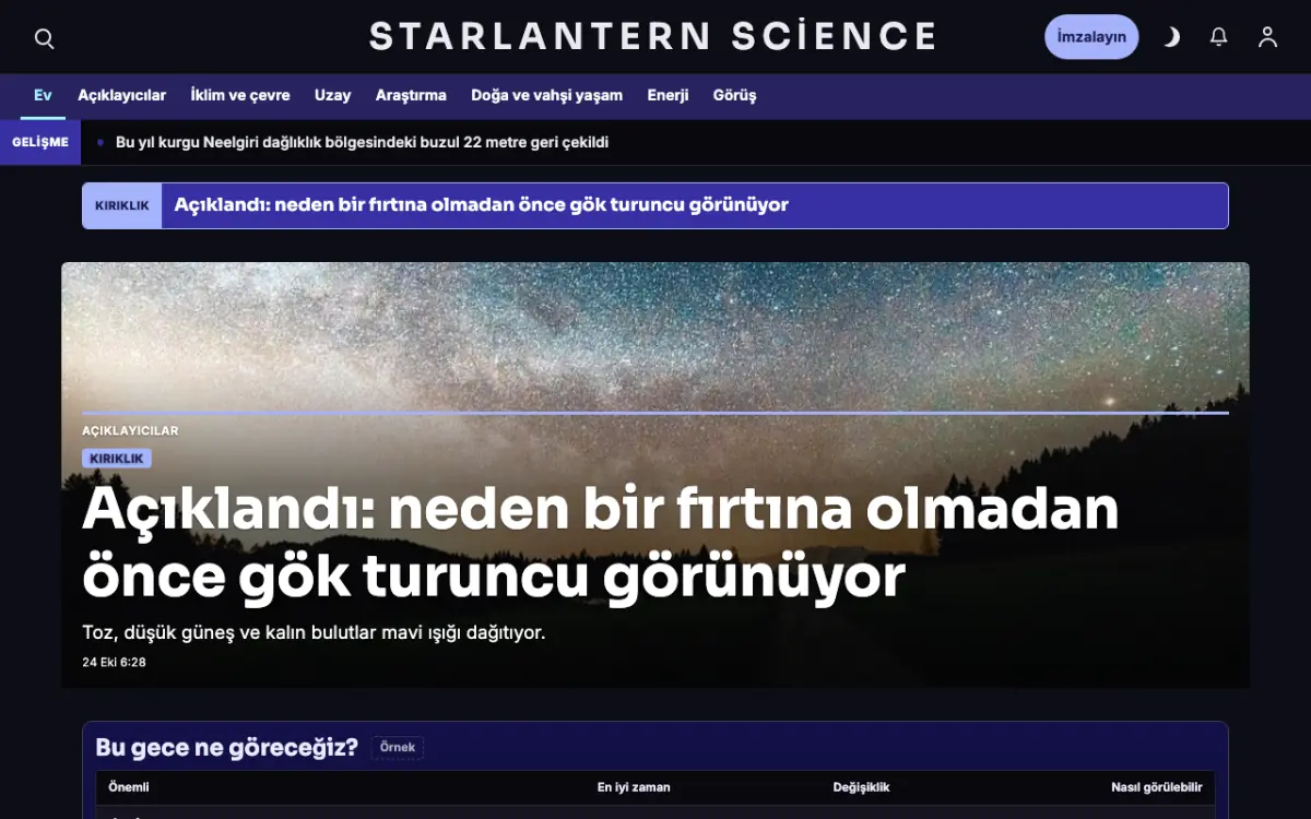 Starlantern — Bilim Haberleri web sitesi şablonu, masaüstü görünümü
