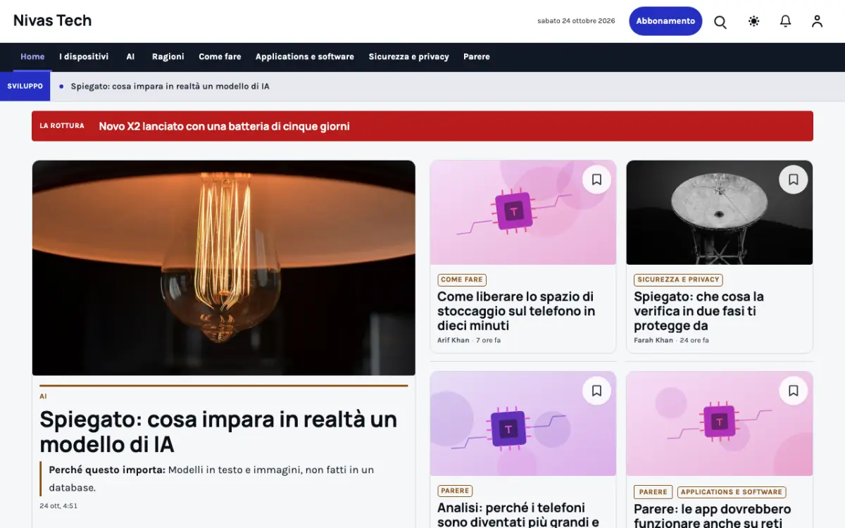 Nestbyte – template di sito per News Tecnologia, vista desktop